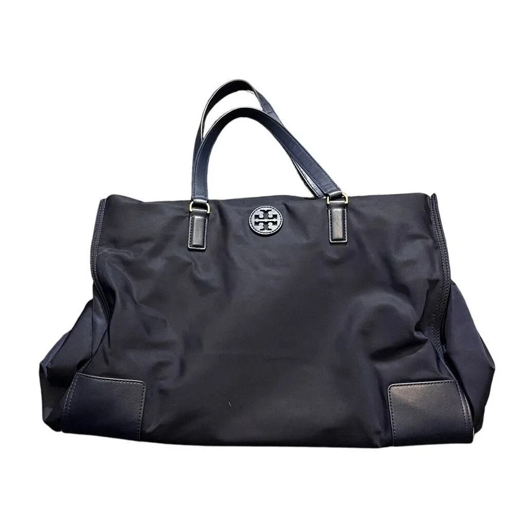 Tory Burch Packable Large Ella‎ Nylon Tote Navy Blue Purse Womens Travel